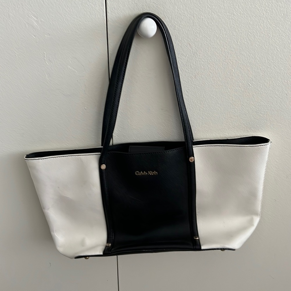 Gently used Calvin Klein black and white large purse